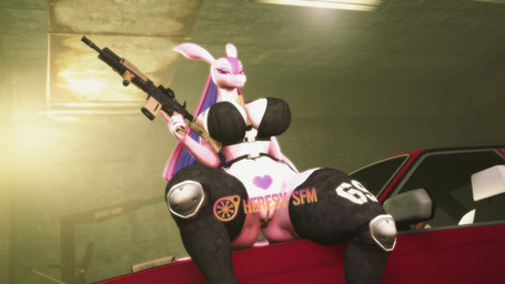 anthro anus bedroom_eyes bikini bikini_top car clothed clothing female garage genitals gun harness knee_pads leggings legwear looking_at_viewer m4a1 magazine_(gun) narrowed_eyes palmorph parking_lot partially_clothed pink_body presenting ranged_weapon rifle seductive shotgun solo spread_legs spreading swimwear trigger_discipline two-piece_swimsuit vehicle vulva weapon heresy_sfm mayosplash_(modeler) palworld pocketpair lovander_(mayosplash) lovander pal_(species) 16:9 3d_(artwork) digital_media_(artwork) distracting_watermark hi_res watermark widescreen