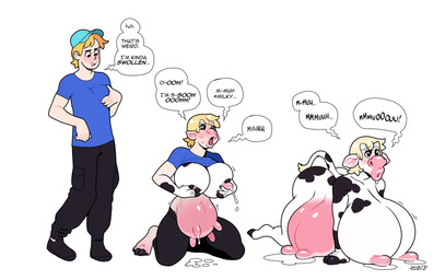 all_fours anthro base_one_layout basic_sequence big_breasts blonde_hair bodily_fluids bottomwear breast_growth breasts breasts_and_teats clothing dialogue facial_hair female gender_transformation growth hair hand_on_breast hat headgear headwear horn horn_growth huge_breasts human_to_anthro hyper hyper_breasts hyper_lips kneeling lactating linear_sequence lips male milk mtf_transformation nipples one_row_layout open_mouth pants shirt simple_background solo species_transformation teats text thick_lips three_frame_image three_frame_sequence topwear transformation transformation_sequence udder_growth udders white_background blackshirtboy bovid bovine cattle human mammal 2020 absurd_res english_text hi_res sequence