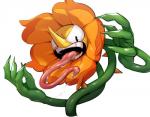 bodily_fluids flower long_tongue male open_mouth plant saliva simple_background solo spikes teeth tongue tongue_out sunoko24 cuphead_(game) cagney_carnation elemental_creature flora_fauna flower_creature 2019