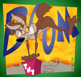 3_toes 4_fingers abstract_background anthro arched_soles arm_tuft ass_up athletic belly biped black_eyes black_nose black_toe_claws brown_body brown_fur bubble_butt butt casual_nudity chest_tuft clenched_teeth countershade_torso countershading curvy_figure dynamite dynamite_crate evil_grin explosion explosives eyebrows fangs feet fingers foot_focus fur humanoid_feet humanoid_heel lines_drawn male midair mischievous mischievous_smile multicolored_body multicolored_fur nude open_mouth open_smile paws pecs plantigrade pose raised_tail sharp_teeth shoulder_tuft skinny slim slim_anthro slim_male smile soles solo sound_effects spine spread_legs spread_toes spreading tail tan_belly tan_body tan_eyebrows tan_fur teeth tnt tnt_crate toes tuft two_tone_body two_tone_fur yellow_sclera gavanzude looney_tunes warner_brothers wile_e._coyote canid canine canis coyote mammal 2024 alternate_version_at_paywall colored digital_drawing_(artwork) digital_media_(artwork) flat_colors hi_res pinup signature