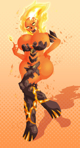 armor belly big_breasts big_butt bone breasts burning butt claws embers female fire floating freckled_breasts freckled_butt freckled_legs freckled_thighs freckles huge_breasts lava rock sharp_teeth skull skull_head slightly_chubby solo teeth thick_thighs capraviscera image_comics invincible_(image_comics) volcanikka_(invincible) demon elemental_creature elemental_humanoid humanoid absurd_res hi_res