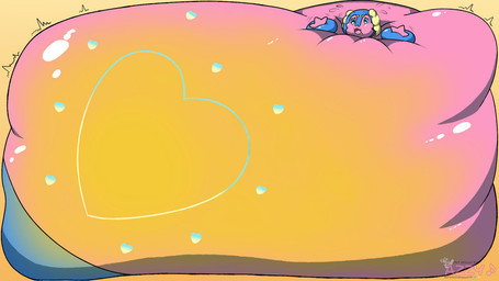 2_horns anthro arms_out belly big_belly bladder_bulge bladder_inflation blue_body blue_eyes blush blush_lines bodily_fluids eyes_closed female genital_fluids gradient_background heart_(marking) horn huge_belly hyper hyper_belly hyper_omorashi markings omorashi pink_body room_filling_inflation simple_background solo teal_eyes urine yellow_body yellow_horn pinkoshawott nintendo pokemon generation_8_pokemon indeedee pokemon_(species) 16:9 widescreen