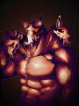 3_heads abs anterior_nasal_aperture anthro barazoku biceps big_muscles bone breasts claws fangs fur hair looking_at_viewer male mask multi_head muscular muscular_anthro muscular_male pecs red_eyes simple_background skull skull_head skull_mask solo teeth kemonohenry european_mythology greek_mythology mythology canid canid_demon canine canis cerberus demon hellhound hybrid mammal mythological_canine mythological_creature skulldog_(species) werecanid werecanine werecreature werewolf wolf absurd_res hi_res