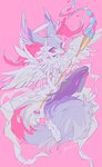 ambiguous_gender anthro biped feathered_wings feathers fire inner_ear_fluff kemono pink_background simple_background solo tuft wings amezawa_koma nintendo pokemon braixen generation_6_pokemon pokemon_(species) hi_res