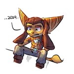 annoyed anthro clenched_teeth clothed clothing fur gloves green_eyes handwear male shocked solo striped_body striped_fur stripes tail teeth yellow_body yellow_fur advos insomniac_games ratchet_and_clank sony_corporation sony_interactive_entertainment ratchet_(ratchet_and_clank) lombax mammal 1:1