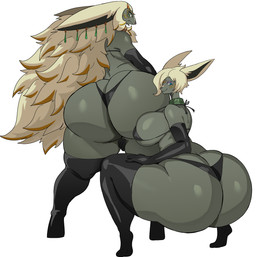 anthro armwear bedroom_eyes big_breasts big_butt bikini black_armwear black_bikini black_clothing black_elbow_gloves black_gloves black_handwear black_latex black_legwear black_stockings black_swimwear black_thigh_highs blue_eyes breasts butt clothing collar crouching duo elbow_gloves female femboy gloves green_body hair handwear huge_breasts huge_butt huge_thighs latex latex_armwear latex_clothing latex_elbow_gloves latex_gloves latex_handwear latex_legwear latex_stockings latex_thigh_highs legwear long_ears long_hair looking_at_viewer looking_back male narrowed_eyes seductive simple_background smile stockings swimwear thick_thighs thigh_highs two-piece_swimsuit white_background white_hair cyberlord1109 nintendo tears_of_the_kingdom the_legend_of_zelda mineru rauru_(tears_of_the_kingdom) zonai hi_res brother_(lore) brother_and_sister_(lore) sibling_(lore) sister_(lore)