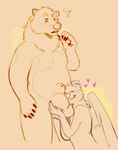 animal_genitalia anthro ball_fondling balls belly big_balls duo face_on_balls fondling genitals hair happy hearts_around_head male mane mane_hair pleased_expression sheath slightly_chubby slightly_chubby_anthro slightly_chubby_male wings thehuskydragon kuruk_(character) bear brown_bear canid canine grizzly_bear mammal ursine