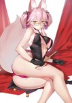 asian_clothing bedroom_eyes big_butt breasts butt chinese_clothing clothing east_asian_clothing eyewear female fluffy fluffy_ears fluffy_tail glasses hair huge_butt narrowed_eyes panties pink_hair pose seductive short_hair simple_background solo tail underwear yellow_eyes cheese_bread fate_(series) type-moon koyanskaya_(fate) animal_humanoid canid canid_humanoid canine canine_humanoid fox fox_humanoid humanoid mammal mammal_humanoid absurd_res hi_res pinup