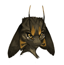 anthro eyewear glasses simple_background solo white_background yellow_eyes foxmode arthropod insect lepidopteran moth 2019 digital_media_(artwork) headshot_portrait portrait
