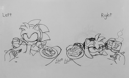 accessory anthro bacon beverage bracelet bread clothing coffee_mug condom cutlery deep_throat egg eyelashes female filled_condom food fork genitals gloves group hair_accessory hairband handwear heart_eyes heart_symbol jewelry kitchen_utensils male male/female meat oral oral_penetration penetration penis plate sexual_barrier_device toast tools havoczo classic_sonic_(universe) sega sonic_the_hedgehog_(series) amy_rose classic_amy_rose eulipotyphlan hedgehog mammal hi_res monochrome traditional_media_(artwork)