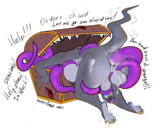anal anthro anus balls big_balls big_breasts big_butt big_penis black_nipples breasts butt duo erection feral forced genitals gynomorph gynomorph_prey humanoid_genitalia humanoid_penis intersex intersex_prey nipples nude oral oral_vore penetration penis rape rimming rimming_prey_in_mouth sex unwilling_prey urethral urethral_penetration vore tragicfame bethesda_game_studios microsoft the_elder_scrolls xbox_game_studios miuni argonian mimic mimic_chest scalie digital_media_(artwork) hi_res