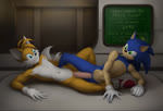 2d_animation animated anthro blue_body blue_eyes blue_fur canid canine clothing conjoined conjoined_at_genitalia conjoined_at_penis duo eulipotyphlan footwear fox fur genitals gloves green_eyes hair handwear hedgehog high_framerate laboratory long_playtime male male/male mammal markings miles_prower mostly_nude motion_tweening navel no_sound no_urethral_exit on_ground penis pronounced_browridge screen sega shoes sonic_the_hedgehog sonic_the_hedgehog_(series) struggling stuck_together tail tail_markings text tutmut webm what what_has_science_done white_body white_fur window yellow_body yellow_fur