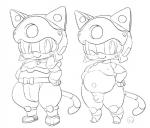 anthro armor balls bell belly big_belly biped clothed clothing flaccid genitals headgear helmet machine male micropenis moobs navel nude obese obese_anthro obese_male overweight overweight_anthro overweight_male penis small_penis solo thick_thighs woory samurai_pizza_cats tatsunoko speedy_cerviche domestic_cat felid feline felis mammal robot monochrome