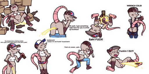 accident alcohol alcohol_enema anal anal_penetration angry annoyed anthro anus ball_in_ass barefoot baseball beer beer_bottle belly belly_overhang beverage black_body black_ears black_eyes black_fur blue_baseball_cap blue_bottomwear blue_clothing blue_jeans blue_pants blue_suspenders bodily_fluids boofing bottle bottle_in_ass bottle_insertion bottomless bottomwear bottomwear_down box bra bra_only breasts butt butt_cleavage butt_clench butt_flap cardboard cardboard_box casual_exposure cleavage clenching_butt clothed clothing confederate_flag confederate_flag_clothing confederate_states_of_america container covering covering_crotch covering_vulva denim denim_bottomwear denim_clothing dialogue drooling empty_bottle eyes_closed feet female female_peeing fur genital_fluids genitals grey_baseball_cap grey_body grey_fur high-angle_view insult insulting_viewer jeans kneeling leaning leaning_forward lying mooning muffin_top multicolored_body multicolored_fur navel object_between_buttocks offscreen_character on_back open_mouth panties pants pants_down pants_wetting pantsless panty_wetting partially_clothed peeing penetration pink_fingers pink_nose pink_tail pink_toes profanity raised_tail rear_view saliva sharp_teeth shirt simple_background sleeping soles solo spread_legs spreading standing_pee suspenders sweat sweatdrop sweaty_butt tail talking_to_another talking_to_viewer tank_top teeth text tools topwear two_tone_body two_tone_fur underwear underwear_only upside_down urine urine_pool urine_stream vulva wet wet_clothing wetting whiskers white_background white_bra white_clothing white_shirt white_tank_top white_topwear white_underwear wrench yelling smokey_the_menish american_opossum mammal marsupial 2026 2:1 absurd_res english_text hi_res multiple_images