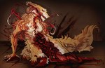 anthro blood bodily_fluids body_horror breasts brown_body brown_fur claws countershade_face countershade_fur countershade_torso countershading female fur gore guts organs sharp_teeth solo teeth diamondwolf sergal hi_res