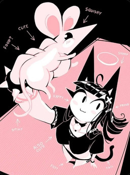 anthro black_body black_fur blush bracelet collar directional_arrow female feral fur holding_in_hand jewelry male predator/prey simple_background smile smiling_at_viewer spiked_bracelet spikes vore_implied andaerz animal_humanoid cat_humanoid felid felid_humanoid feline feline_humanoid humanoid mammal mammal_humanoid mouse murid murine rodent cropped