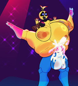 big_breasts big_butt big_penis bodily_fluids breasts butt cum cum_inflation cum_inside female genital_fluids genitals inflation machine male penis robotic thick_thighs inkyproduction five_nights_at_freddy's five_nights_at_freddy's_2 scottgames bonnie_(fnaf) toy_bonnie_(fnaf) toy_chica_(fnaf) animatronic humanoid robot robot_anthro robot_humanoid absurd_res hi_res