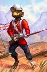 africa anthro army british clothing grenadier historical history male red_clothing red_shirt red_topwear shirt solo topwear united_kingdom war thepimpartist zulu canid canine canis domestic_dog hyena mammal hi_res