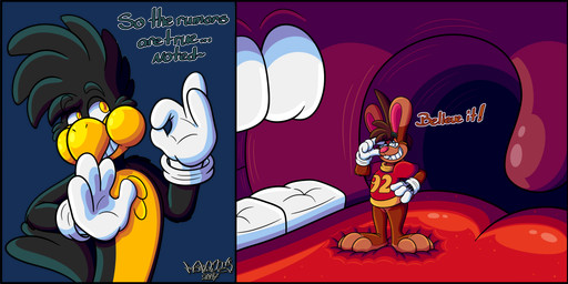 3_toes 4_fingers anthro beak big_feet big_tongue big_uvula cartoon_gloves cheek_bulge clothing duo eyewear feet fingers glasses in_mouth inside_mouth male male/male mawplay paws red_tongue shirt tail text toes tongue toony topwear uvula vore wearing_glasses wide_tongue marquis2007 roderick_(tamerkoh) zak_(marquis2007) avian bird corvid corvus_(genus) crow lagomorph leporid mammal oscine passerine rabbit absurd_res alpha_channel comic english_text hi_res