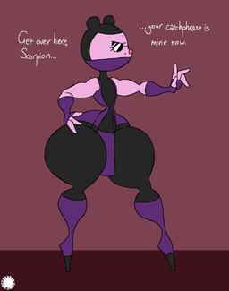 4_fingers anthro armwear clothing covered_mouth curvy_figure dialogue elbow_gloves eyelashes eyewear femboy fingerless_gloves fingers fur glasses gloves hand_on_hip handwear logo male markings mole_(marking) navel_outline ninja ninja_outfit pink_body pink_fur small_waist solo text thick_thighs warrior wasp_waist wide_hips thatdawgmurray happy_tree_friends mortal_kombat the_mole_(htf) eulipotyphlan mammal mole_(animal) 2026 aliasing artist_logo artist_name digital_media_(artwork) english_text hi_res signature