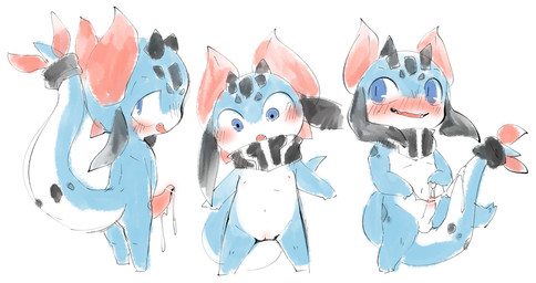 anthro balls blue_body blush bodily_fluids breasts censor_bar censored_genitalia censored_penis countershading cum cum_drip cum_on_hand cum_on_penis cum_string dripping erection female genital_fluids genitals head_markings horn humanoid_genitalia humanoid_penis ineffective_censorship innie_vulva loli looking_away looking_back looking_down male markings mostly_nude navel nipples penis scarf scarf_only shota simple_background small_breasts smile solo tail tail_between_legs tapering_penis vulva white_background young young_anthro young_female young_male doneru mythology neneruko_(doneru) dragon mythological_creature mythological_scalie scalie censored sketch