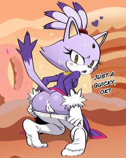 anthro anus blush bodily_fluids bottomwear bottomwear_down butt clothed clothing dialogue feet female fingers fur genitals hair kneeling looking_at_viewer open_mouth pants pants_down partially_clothed purple_body purple_fur simple_background solo sweat sweatdrop tail talking_to_viewer text toes topwear vulva sirsmolnsfw sega sonic_the_hedgehog_(series) blaze_the_cat domestic_cat felid feline felis mammal digital_media_(artwork) english_text hi_res