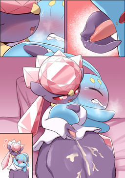 ambiguous_gender bed bedroom_eyes blue_body blue_skin blush blush_lines bodily_fluids breath clenched_teeth cum cumshot diamond_(gem) drooling duo ejaculating_on_another ejaculation eyes_closed feminine feral furniture gem genital_fluids genitals half-closed_eyes handjob heart_symbol male narrowed_eyes on_bed open_mouth penile penis pink_penis precum saliva seductive sex smile smiling_at_another smiling_at_partner tapering_penis teary_eyes teeth teeth_showing vitamin_t nintendo pokemon diancie generation_4_pokemon generation_6_pokemon legendary_pokemon manaphy pokemon_(species) absurd_res hi_res