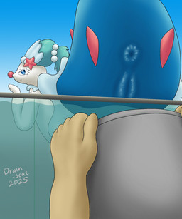 anus aquarium blue_body blue_eyes bucket container eyelashes female feral gem genitals green_hair hair holding_bucket holding_container holding_object looking_back multicolored_body pearl_(gem) shell solo_focus starfish_(accessory) tied_hair two_tone_body vivarium vulva white_body drain_scat nintendo pokemon aquatic asterozoan echinoderm generation_7_pokemon pokemon_(species) primarina starfish 5:6 hi_res