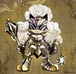 anthro breasts cleavage clothed clothing female flail fur horn knight mace melee_weapon solo warrior weapon wool_(fur) steve_jones idw_publishing sega sonic_the_hedgehog_(comics) sonic_the_hedgehog_(idw) sonic_the_hedgehog_(series) lanolin_the_sheep_(sonic) bovid caprine mammal sheep hi_res
