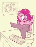 anthro breasts clothing computer electronics female garter_straps legwear mostly_nude solo stuck thigh_highs snus-kun friendship_is_magic hasbro my_little_pony pinkie_pie_(mlp) equid equine mammal