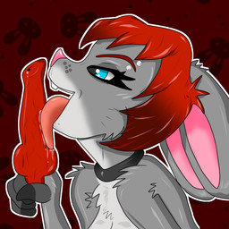 animal_genitalia animal_penis anthro breasts canine_genitalia canine_penis collar disembodied_penis duo female female_focus fur genitals hair knot licking male male/female open_mouth oral penile penis penis_lick piercing red_hair sex solo_focus tongue tongue_out evilthabad nail_(evilthabad) hare lagomorph leporid mammal rabbit 1:1 absurd_res digital_media_(artwork) hi_res