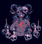 bone breasts candle female fingers hair horn skull smile solo moawling cc-by-nc-nd creative_commons demon demon_humanoid horned_humanoid humanoid digital_media_(artwork) low_res pixel_(artwork)