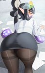 big_butt blush butt clothed clothing female legwear looking_at_viewer looking_back looking_back_at_viewer open_mouth pseudo_hair solo translucent translucent_clothing underwear jtveemo nintendo splatoon callie_(splatoon) animal_humanoid cephalopod cephalopod_humanoid humanoid inkling marine marine_humanoid mollusk mollusk_humanoid 2024 hi_res