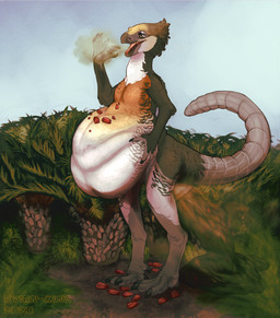 after_vore anthro avian_feet beak belly big_belly bloated burp_cloud burping cere_(anatomy) claws cycad excessive_feces fart fart_cloud fart_fetish feces feces_on_ground female hyper hyper_feces pooping scatplay slob solo stuffing toe_claws vore avian-king dinosaur isaberrysaura ornithischian prehistoric_species reptile scalie stegosaurian thyreophoran absurd_res hi_res