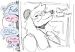 ambiguous_gender anthro blush cuckold cuckquean dialogue female floppy_ears listening lop_ears offscreen_character onomatopoeia smile solo_focus sound_effects speech_bubble text beejamas peach_(beejamas) canid canine canis domestic_dog mammal digital_media_(artwork) english_text