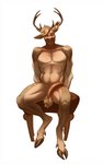 anthro antlers ball_tuft balls big_balls big_penis brown_eyes chair fauxhawk foreskin fur furniture genitals grin hair half-erect hooves horn male muscular muscular_anthro muscular_male nipples nude nude_male partially_retracted_foreskin penis pink_penis pose simple_background smile solo stool tan_body tan_fur tuft indigochto linh_khanh_ngo cervine deer eld's_deer mammal 2022 digital_media_(artwork) hi_res pinup shaded