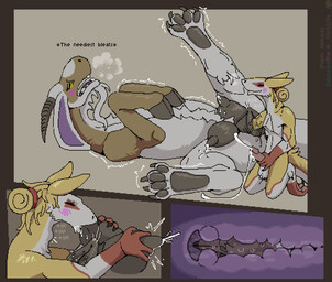 animal_genitalia animal_vulva anthro anthro_on_feral anthro_penetrating anthro_penetrating_feral bestiality black_claws black_hooves black_horn black_pawpads black_teats bodily_fluids brown_body brown_fur canine_genitalia canine_vulva cervical_fingering cervical_penetration cervix claws cloven_hooves duo ejaculation erection female female_feral female_penetrated feral feral_penetrated fisting fur genital_fluids genitals hooves horn humanoid_genitalia humanoid_penis interspecies lactating larger_penetrated male male/female male_on_feral male_penetrating male_penetrating_female male_penetrating_feral masturbation nude nude_anthro nude_female pawpads penetration penile penile_masturbation penis sex size_difference teats uterus vaginal vaginal_fisting vaginal_fluids vaginal_penetration white_body white_fur yellow_body yellow_fur mustard_(welcometothevoid) mythology swiss_(mustard) thyme_(mustard) dragon furred_dragon furred_scalie hybrid mammal mythological_creature mythological_scalie scalie sergal comic digital_media_(artwork) hi_res pixel_(artwork)