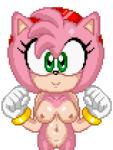 2017 accessory aged_up amy_rose animated anthro big_breasts big_eyes black_nose bouncing_breasts bracelet breasts chibi clothing digital_media_(artwork) eulipotyphlan eyelashes female fur genitals gloves green_eyes hair_accessory hairband handwear hedgehog jewelry jumping looking_at_viewer loop low_res mammal mostly_nude navel nipples pink_body pink_fur pixel_(artwork) pixel_animation presenting presenting_breasts pussy sega short_playtime smile solo sonic_the_hedgehog_(series) sonictopfan