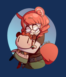 braided_hair chibi eyes_closed eyewear female glasses hair hug plushie solo toy soysauser arteia_kincaid_(arctic_android) casimira_(orannis0) animal_humanoid humanoid mammal mammal_humanoid rodent rodent_humanoid sciurid sciurid_humanoid tree_squirrel_humanoid alpha_channel