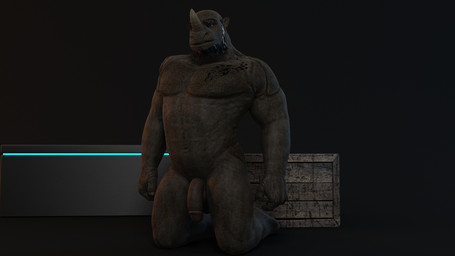 anthro balls beard biceps biped black_beard black_eyebrows black_facial_hair colored_nails eyebrows facial_hair feet fingernails flaccid front_view genitals glans grey_background grey_balls grey_body grey_ears grey_face grey_feet grey_fingernails grey_glans grey_hands grey_horn grey_nails grey_penis grey_skin horn humanoid_genitalia humanoid_hands humanoid_penis kneeling male monotone_balls monotone_beard monotone_body monotone_face monotone_feet monotone_fingernails monotone_genitals monotone_hands monotone_horn monotone_penis monotone_skin muscular muscular_anthro muscular_male nails navel nude pecs penis simple_background solo tattoo thick_eyebrows darkviperbara rainoc_borurex mammal rhinoceros 16:9 2017 3d_(artwork) digital_media_(artwork) full-length_portrait grey_theme portrait widescreen