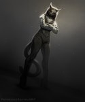 anthro breasts clothed clothing crossed_arms eyebrows eyelashes female hair solo standing safiru domestic_cat felid feline felis mammal 2022 digital_media_(artwork) hi_res