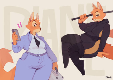 5_fingers anthro bedroom_eyes black_clothing black_legwear black_thigh_highs blazer blue_blazer blue_bottomwear blue_clothing blue_pants bodysuit bottomwear breasts briefcase cellphone clothed clothed_anthro clothed_female clothing electronics exclamation_point eyelashes female female_anthro fingers front_view fur holding_briefcase holding_cellphone holding_object holding_phone holding_smartphone huge_thighs legwear mouth_closed narrowed_eyes necktie orange_body orange_ears orange_fur orange_tail pants phone seductive shirt skinsuit slightly_chubby slightly_chubby_anthro slightly_chubby_female smartphone smile smirk solo tail thick_thighs thigh_highs tight_clothing topwear white_clothing white_shirt white_topwear paggi dreamworks the_bad_guys diane_foxington canid canine fox mammal 2024 digital_drawing_(artwork) digital_media_(artwork) english_description
