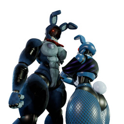 4_fingers abs angry anthro areola bare_shoulders big_breasts black_clothing black_panties black_underwear blue_body breasts butt clitoral_hood clothed clothing crop_top crossed_arms crossgender duo female fingerless_(marking) fingers fist genitals glistening glistening_body glowing glowing_eyes larger_anthro larger_female looking_at_another looking_down looking_down_at_another low-angle_view machine missing_arm mtf_crossgender muscular muscular_anthro muscular_arms muscular_female nipples off_shoulder panties pattern_clothing pattern_shirt pattern_topwear purple_areola purple_nipples red_eyes scut_tail shirt short_tail simple_background size_difference smaller_anthro smaller_female standing striped_clothing striped_shirt striped_topwear stripes tail thick_thighs topwear underwear vulva white_background wide_hips atumalaca atumalaca_(modeler) five_nights_at_freddy's five_nights_at_freddy's_2 scottgames toy_bonnie_(fnaf) withered_bonnie_(fnaf) animatronic lagomorph leporid mammal rabbit robot robot_anthro 2025 3d_(artwork) digital_media_(artwork) hi_res