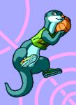 ball basketball basketball_(ball) clothing footwear semi-anthro shoes sneakers solo sport flygon_(artist) oddwilds mammal mustelid otter digital_media_(artwork) pixel_(artwork)