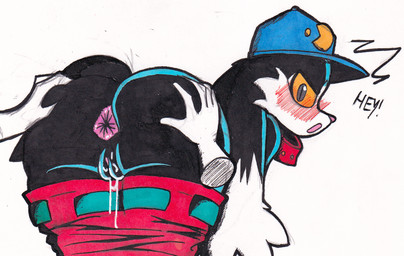 andromorph annoyed anthro anus baseball_cap big_butt blush blush_lines bodily_fluids bottomwear bottomwear_down butt clothed clothing collar crossgender dialogue disembodied_hand dripping_vulva furrowed_eyebrows genital_fluids genitals hand_on_butt hat headgear headwear intersex looking_at_viewer looking_back looking_back_at_viewer mta_crossgender mti_crossgender open_mouth pants pants_down partially_clothed solo spread_butt spreading talking_to_viewer text thick_thighs vaginal_fluids vulva justsomeidiotonline bandai_namco klonoa_(series) klonoa domestic_cat felid feline felis hybrid lagomorph leporid mammal rabbit hi_res