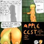 1:1 2013 anus applejack_(mlp) blonde_hair butt comic cutie_mark dialogue earth_pony english_text equid equine eyes_closed female feral freckles friendship_is_magic fur genitals hair hasbro hi_res horse inside long_hair mammal my_little_pony orange_body orange_fur pony ponyway pussy solo standing text