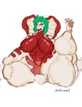 2_penises anthro areola balls big_balls big_breasts big_butt big_ears breasts butt curvy_figure diphallism erection feet genitals green_hair gynomorph hair horizontal_diphallism huge_butt huge_hips huge_thighs humanoid_genitalia humanoid_penis hyper hyper_thighs intersex looking_at_viewer multi_genitalia multi_penis nipples nude orange_eyes penis presenting presenting_hindquarters red_body simple_background solo thick_thighs white_body wide_hips tacofoxbrazil hirin_kamishiro reptile scalie snake absurd_res digital_media_(artwork) hi_res