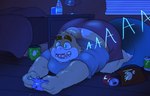 anthro ass_up bean_bag bed beverage_can big_butt butt chips_(food) fangs food freckles fur furniture gaming light male messy_room overweight overweight_anthro overweight_male playing_video_game slightly_chubby solo teeth yelling sinood1e gamecube mario_bros nintendo ramune boom-boom boom-boom_(character) boom_(nood1e) fan_character koopa scalie hi_res lighting