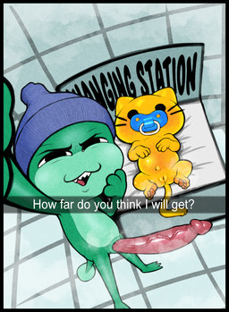 anthro beanie bedroom_eyes big_penis black_eyes blue_beanie blue_clothing blue_hat blue_headwear butt camera_view cellphone changing_station changing_table clothing duo electronics female fur genitals green_body green_tail half-closed_eyes hand_on_face hand_on_own_face hat headgear headwear high-angle_view holding_cellphone holding_object holding_phone huge_penis imminent_sex inside lying male male/female multicolored_body musk narrowed_eyes neonate nude object_in_mouth on_back orange_pawpads pacifier pacifier_in_mouth pawpads penis phone phone_screen phone_view pose question question_mark seductive selfie smile standing tail teeth text text_box tongue two_tone_body two_tone_tail vein veiny_penis vulva whiskers yellow_body yellow_ears yellow_fur yellow_tail young young_anthro young_female nivy_(artist) sgt._frog cat_emoji fan_character alien amphibian domestic_cat felid feline felis frog keronian mammal 2026 digital_media_(artwork) english_text hi_res