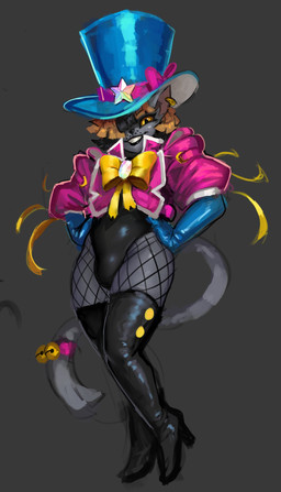 anthro blonde_hair boots bow_ribbon bulge clothing femboy fishnet_clothing fishnet_legwear footwear fur gloves grey_body grey_fur hair hand_on_hip handwear hat headgear headwear high_heeled_boots high_heels jacket legwear leotard male orange_eyes shoes slightly_chubby smile solo thigh_boots thigh_highs top_hat topwear pajamamcham jaspar_(pajamamcham) domestic_cat felid feline felis mammal hi_res